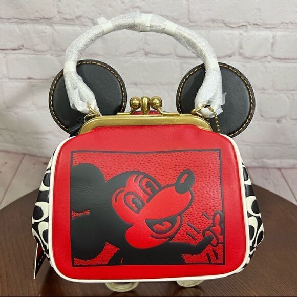 COACH Leather Keith Haring X Disney Mickey Mouse Kisslock Bag limited Edition - Picture 1 of 14